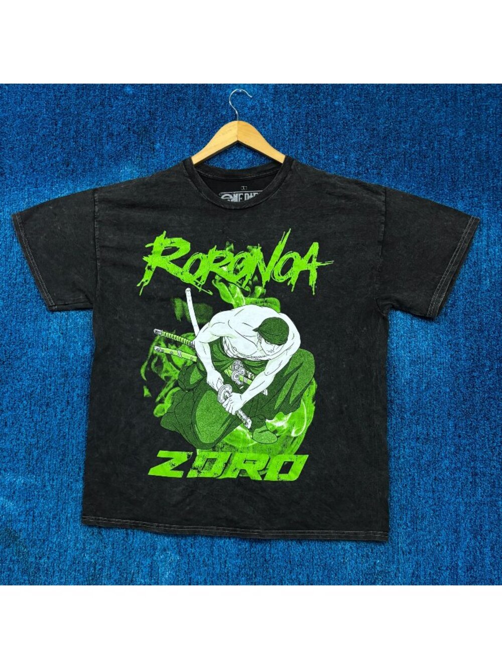 One Piece “ Roronoa Zoro” Graphic Mineral Wash T-Shirt Size Large
